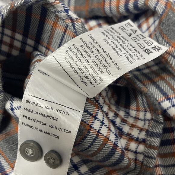 UnTuckit Flannel Shirt Mens Large Slim Fit Brown Gray Plaid Button Up Quenterra - Picture 5 of 8